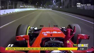 Vettel sings quotLItalianoquot after winning the Singapore Grand Prix [upl. by Ric]