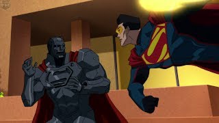 Four Supermans Fight at Lexcorp  Reign of the Supermen [upl. by Leamse]