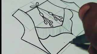 fashion illustrationsketch developmentsaree Blouse designing [upl. by Tucky222]