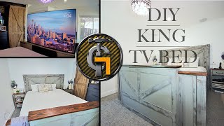 DIY King Bed  TV Bed  Farmhouse Style [upl. by Corso585]