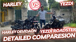 Yezdi Roadster Vs Harley Davidson  Detailed Comparison  किसमें है जादा दम royalenfield yezdi [upl. by Nanji759]