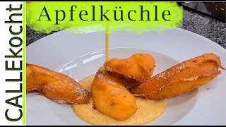 Gebackene Beignets vom Apfel und Birne auf Vanillesoße  Omas Rezept [upl. by Mastrianni392]