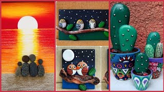 Beautiful stone art best stone craft ideas [upl. by Anilag]