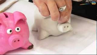 Art Lesson How to Make a Piggy Bank Using Air Hardening Clay [upl. by Dnarb]