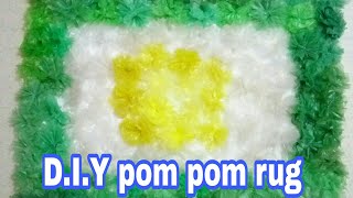 How to make Pompom rug  How to make polythene doormat at home polybagcraft easycraftideas [upl. by Shing]