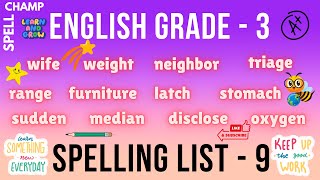 English Grade 3 Spelling List 9 [upl. by Ebanreb]