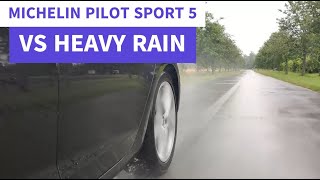 Michelin Pilot Sport 5 Summer Tires In The Wet  Standing Water and Braking [upl. by Athenian834]