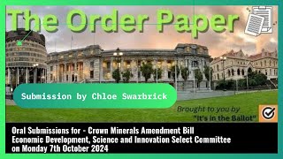 Chloe Swarbrick submission on the Crown Minerals Amendment Bill [upl. by Alorac]