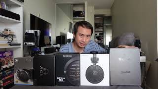 Open back headphones unboxing  overview Senn HD650 Beyer DT1990 Focal Elex DC Aeon X AT R70x [upl. by Ynaitirb]