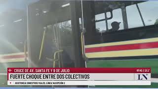 Cruce de Av Santa Fe y 9 de Julio fuerte choque entre dos colectivos [upl. by Tasiana]