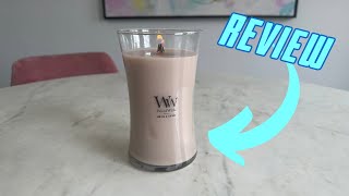 One Minute Review WoodWick Large Hourglass Candle Vanilla amp Sea Salt Light Brown [upl. by Kurtzman]