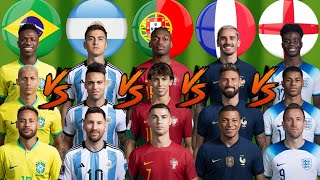 Brazil 🆚 Argentina 🆚 Portugal 🆚 France 🆚 England 🔥 5 National Team Comparisons 💪 [upl. by Anaahs]