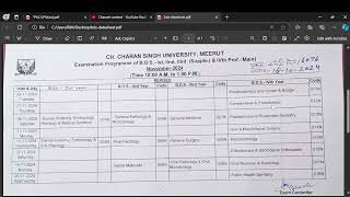 Ccsu BDS IIIIIIIV Revised Datesheet Nov MainSupplementary 2024 Exam [upl. by Nytsirhc]