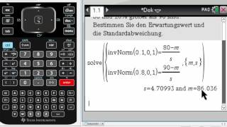 Normalverteilung 33 Erwartungswert und Standardabweichung berechnen mit dem Ti Nspire CX CAS [upl. by Warrick]