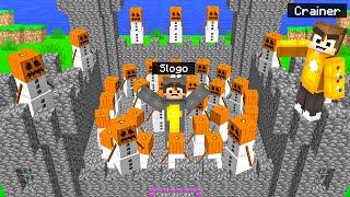 Pranking SLOGO With 1000 SNOWMEN In Minecraft Cherry Island [upl. by Lehcem]