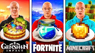 I Ate Only Game Food For 24 Hours Minecraft  Fortnite  Genshin Impact [upl. by Aitan692]