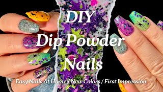 Dip Powder Nails  DIY Nails At Home  EASY Nail Art  First Impressions  Nail Tutorial  New [upl. by Dorraj]