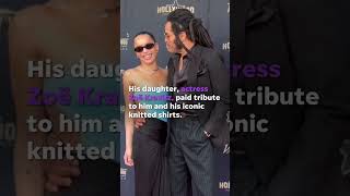 Zoë Kravitz honors dad Lennys knitted shirts at Walk of Fame ceremony Shorts [upl. by Ernestus]