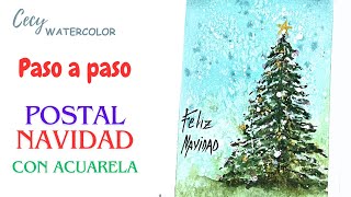 Acuarela principiante Tarjeta de Navidad [upl. by Ulita]