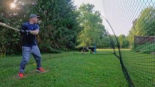 Batting Practice With The Jugs Lite Flite Pitching Machine With Power Alley 22ft Batting Cage [upl. by Orten514]