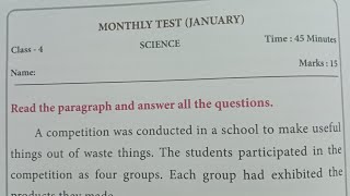 4thstdterm3 Science monthly test January 2024 key answers [upl. by Losse937]