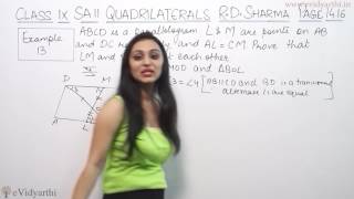 Example 13 Page No1416  Quadrilaterals RD Sharma Maths Class 9th [upl. by Becker]