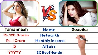 Deepika Padukone vs Tamannaah Bhatia Net Worth Love Relationships Family and Luxury Car [upl. by Nahej]