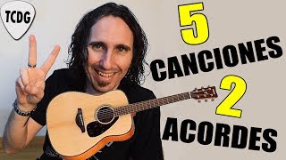 Toca 5 canciones fáciles en guitarra con solo ¡2 Acordes  Ideal para principiantes [upl. by Robson]