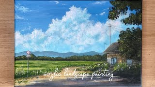 아크릴 풍경화 그리기☁️🏡acrylic landscape painting☁️🏡 [upl. by Emmi66]