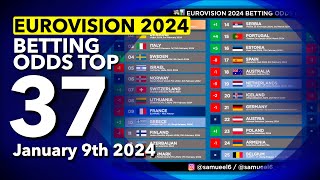 🏆📊 Who will be the WINNER of EUROVISION 2024  Betting Odds TOP 37 January 9th [upl. by Omlesna36]