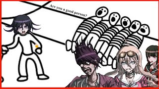 Danganronpa Stories Kokichi Miu Maki and Kaede Solve Absurd Trolley Problems Part One gaming [upl. by Harshman]