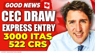 CEC Express Entry Draw  3000 ITAs 522 CRS Score  Canada Immigration 2024 [upl. by Tai385]