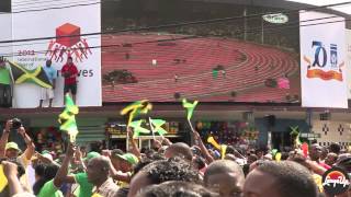 LargeUp TV Kingston Reacts to Jamaicas 4x100meter WR [upl. by Kaylil]