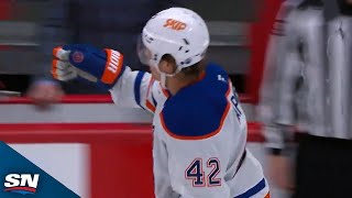 Connor McDavid Sends Slick Feed To Kasperi Kapanen For First Goal With Oilers [upl. by Atinauq]