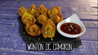 WANTON FRITO CON CAMARONES Y QUESO CREMA  Recetas Faciles  Easy recipes [upl. by Ilatfan530]