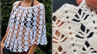 Hermosa e ideal puntada para chaleco en la técnica de crochet 🧶 paso a paso punto fácil [upl. by Nailuj]