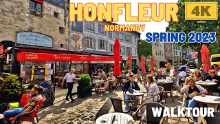 Tour in HONFLEUR Normandy Town Market the Harbour 4K Walk in May 2023 [upl. by Aihsiym]