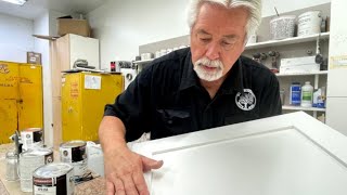 Spray Painting The Perfect White Finish For Cabinets [upl. by Ralyks505]