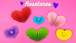 ROSETONES DE PAPEL en forma de CORAZÓN ❤️  2 formas de hacerlos  ROSETAS ❤️ Partypop DIY🎉 [upl. by Sedruol]