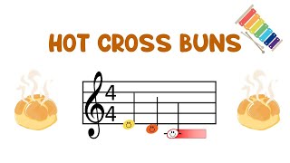 Hot Cross Buns  Play Along for Xylophone or Glockenspiel [upl. by Shadow]