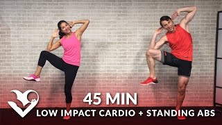 45 Min Standing Abs amp Low Impact Cardio Workout for Beginners  Home Ab amp Beginner Workout Routine [upl. by Thayne]