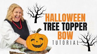 How To Make A Halloween Tree Topper Bow DIY [upl. by Anetsirhc47]