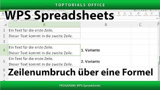 Zeilenumbruch über eine Formel hinzufügen WPS Spreadsheets [upl. by Sharpe216]