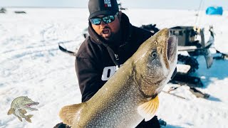 Ice fishing for REALLY BIG Lake Trout Incredible underwater footage PB on ICE [upl. by Asilahs]