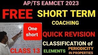 EAMCET 2023 SHORT TERM FREE ONLINE COACHING CLASSEAMCET COACHING CLASSCHEMISTRY ONE SHOT VIDEO [upl. by Norved]