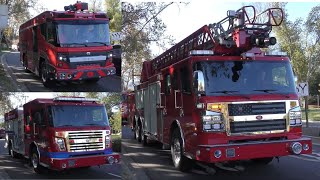 Rosenbauer Fire Trucks Arriving at LivermorePleasanton Fire Station 92 for Rosenbauer Power Tour [upl. by Assillam]