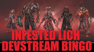 WARFRAME Infested Lich Devstream BINGO  Predictions  Koumei amp The Five Fates [upl. by Yelsnya517]