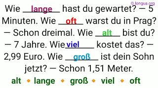 Fragen Fragewörter WFragen wie wie alt wie lange wie groß wieviel wie viele wie oft 5 Min [upl. by Elish]