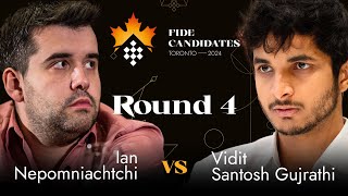 Round 4  Ian Nepomniachtchi  Vidit Gujrathi  FIDE Candidates 2024 [upl. by Gonzalo]