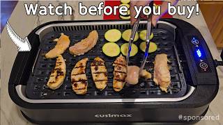 Indoor Smokeless Grill and Griddle BBQ by Cusimax Demo and Review [upl. by Anaehr]